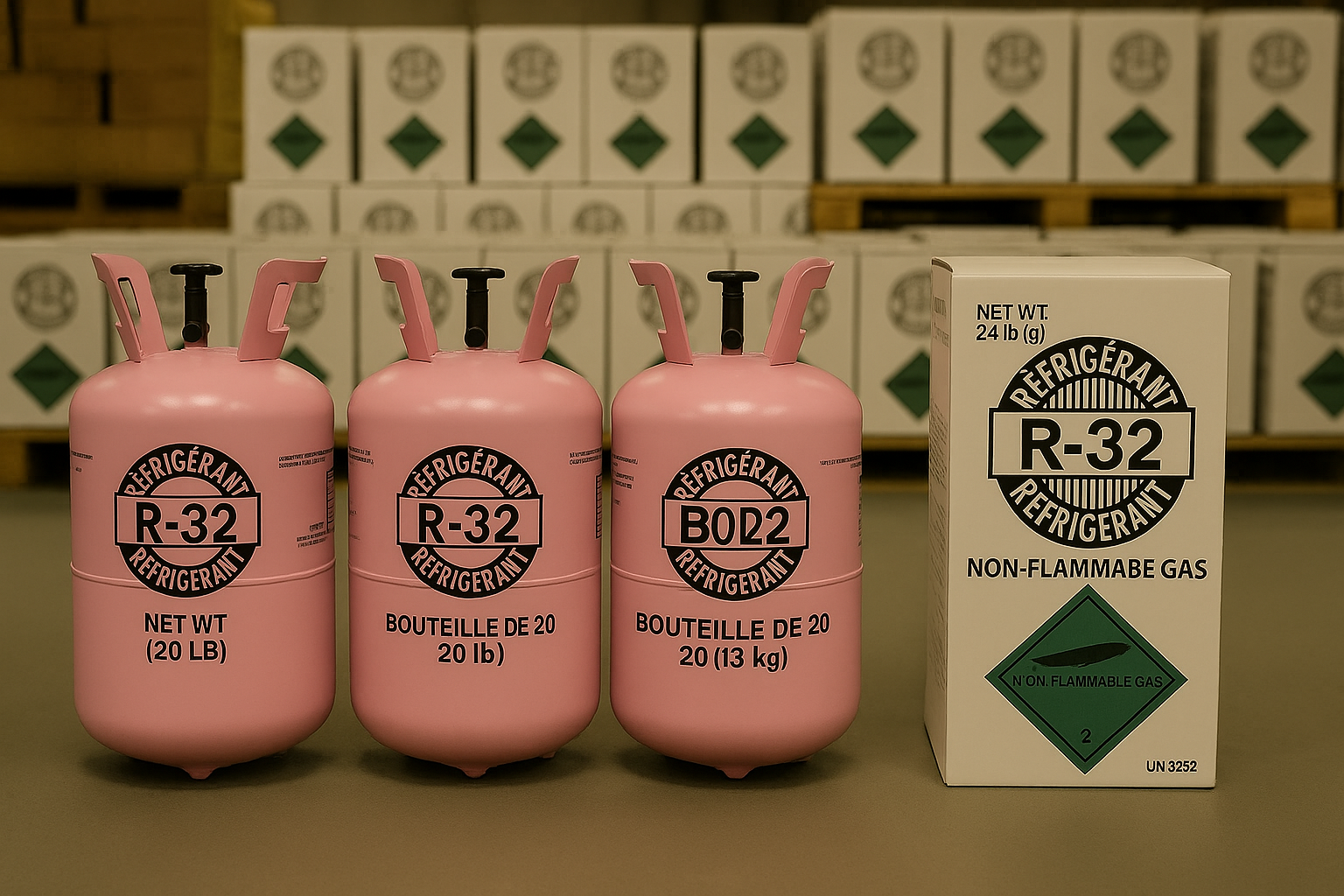 R-32 Réfrigérant - Bouteille de 20 lb (9,07 kg)